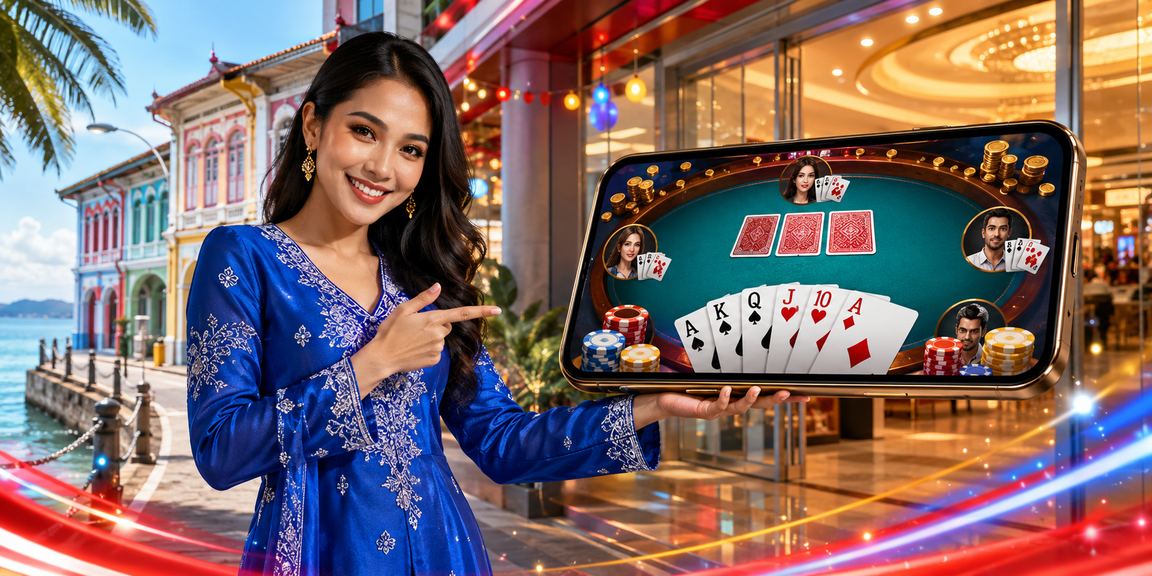 Pemain berbaju kurung di Penang memilih permainan kad seperti Baccarat dalam suasana tempatan